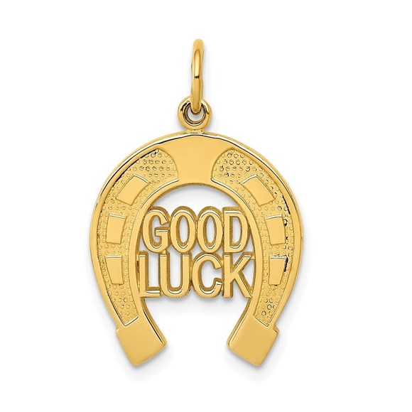 14k Yellow Gold Equestrian Horseshoe Good Luck Necklace...